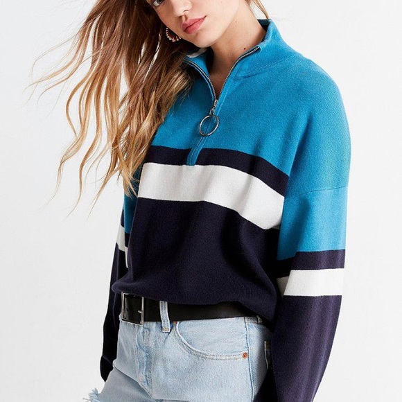 Urban Outfitters Striped Quarter Zip Up - Picture 2 of 4